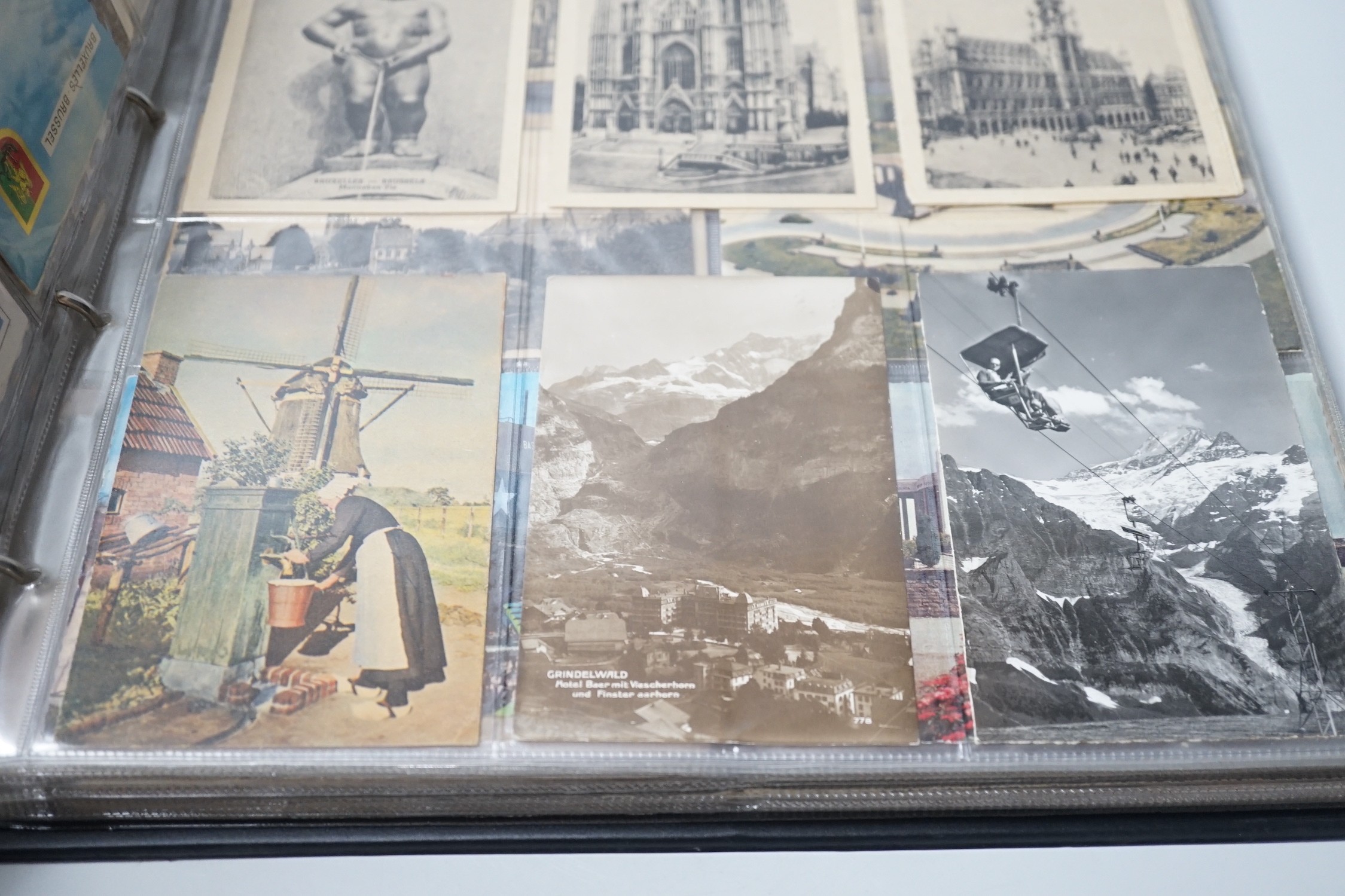 Two post card albums, continental scenes - Egypt, Brussels, Malta, Ceylon, Holland etc.